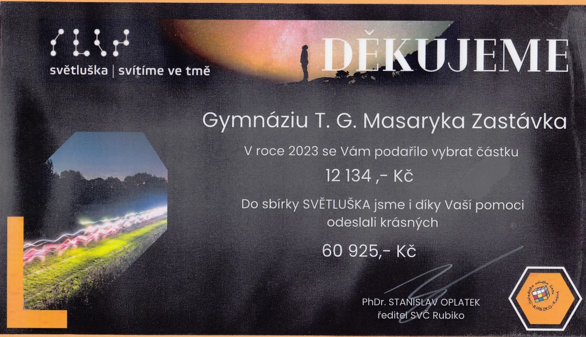 Certifikát sbírky SVĚTLUŠKA